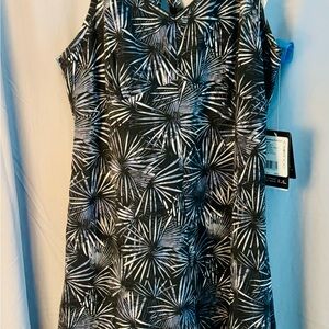 Exofficio UPF-30 Odor Control Monochrome Palms Midi Dress Size XL NWT